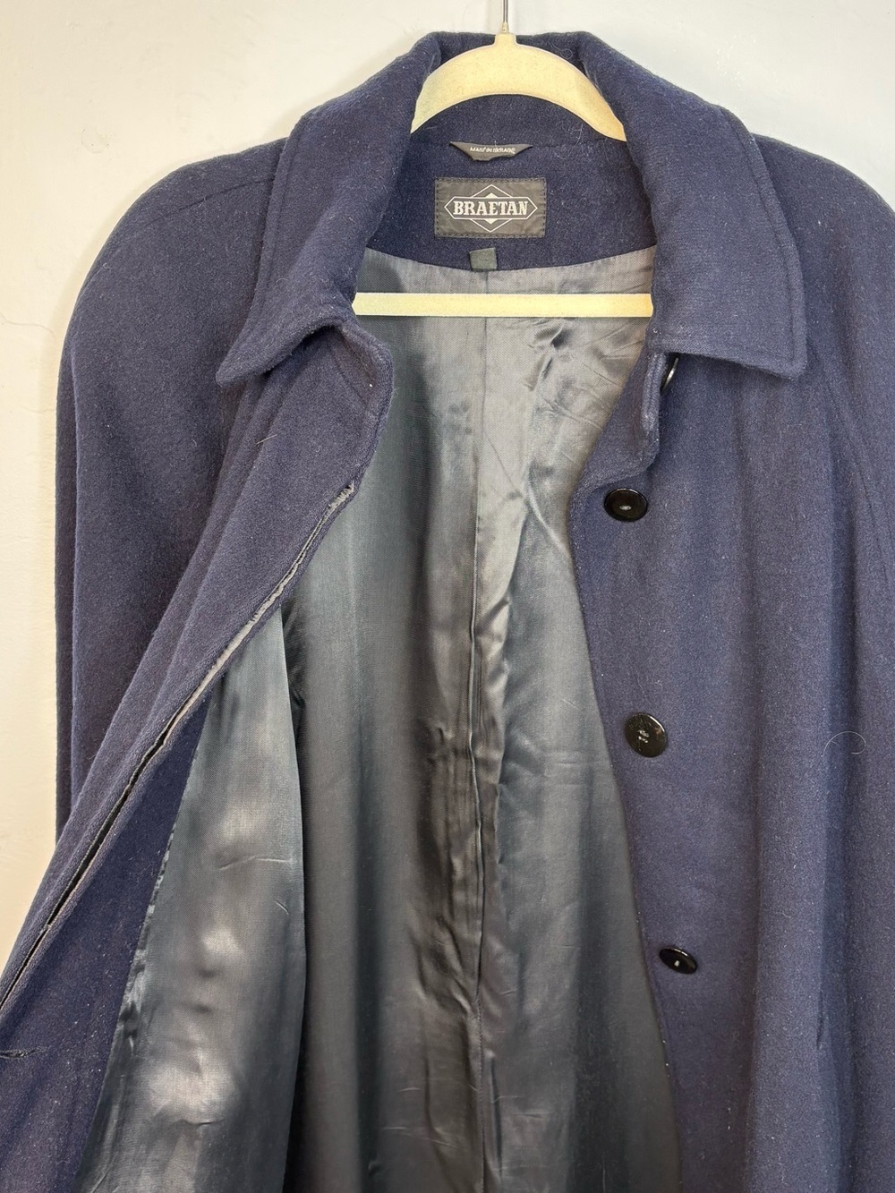 Vintage Braetan Long Coat Made in Ukraine Navy Size 16